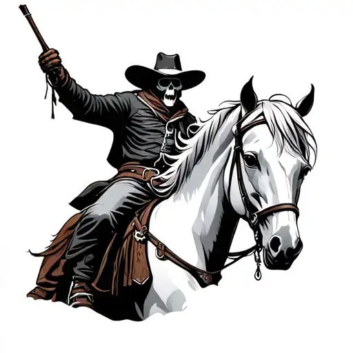 Cowboy Reaper On White Horse