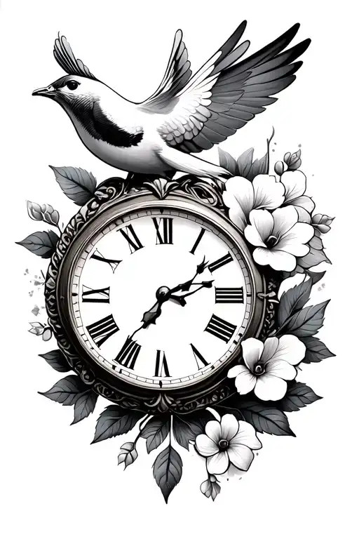 Dove Antique Clock Flower