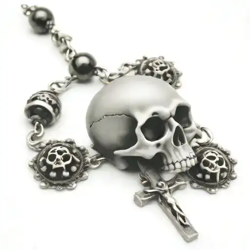 Moon Rosary With Scull