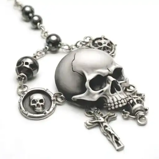 Moon Phases Rosary With Scull