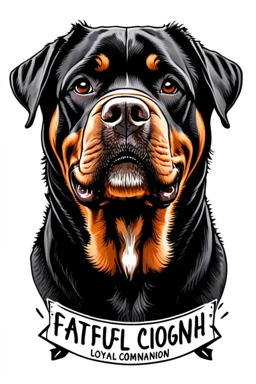Combine The Image Of A Rottweiler With Thee Words Faithful Loyal Companion