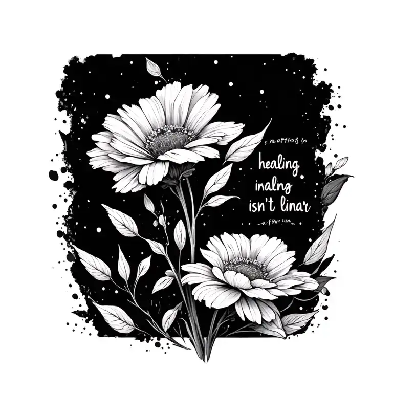 Fine Line Flowers With Words Healing Isn't Linear