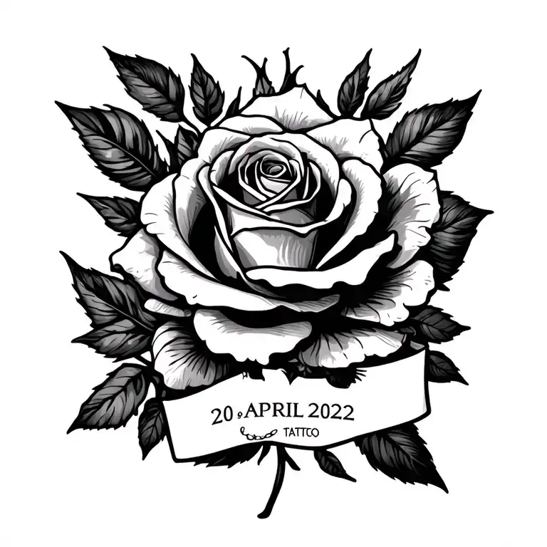 Can You Show Me A Tattoo With A Rose And The Date Of 20 April 2022 On The Wrist
