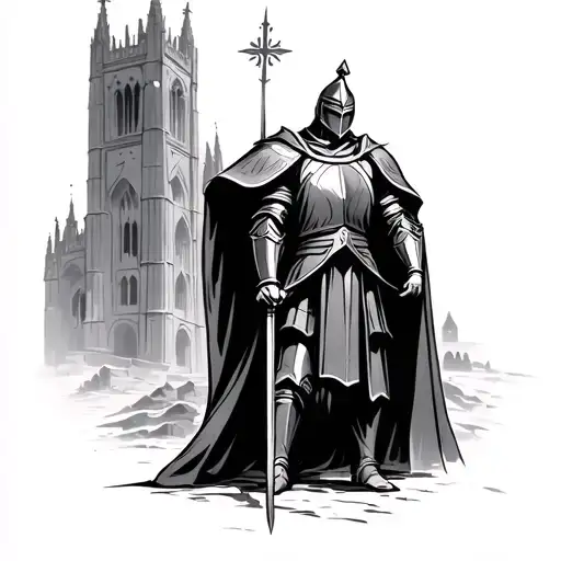 Knight With Cathedral In The Background