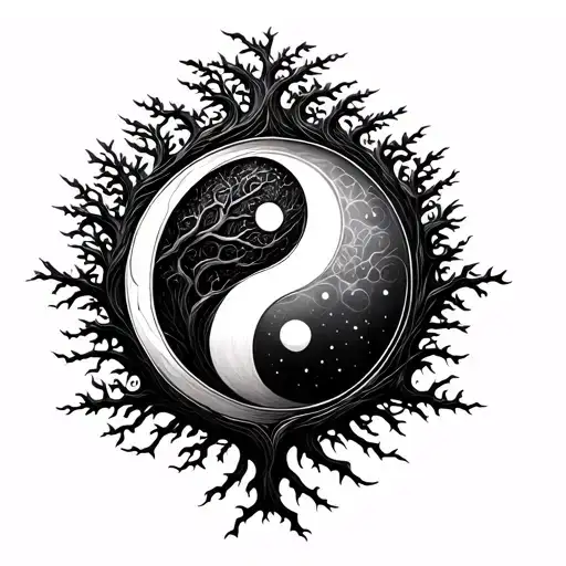 Yin Yang With Tree Of Life
