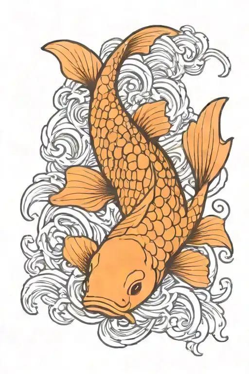 Koi Fish Swimming Upstream Lotis