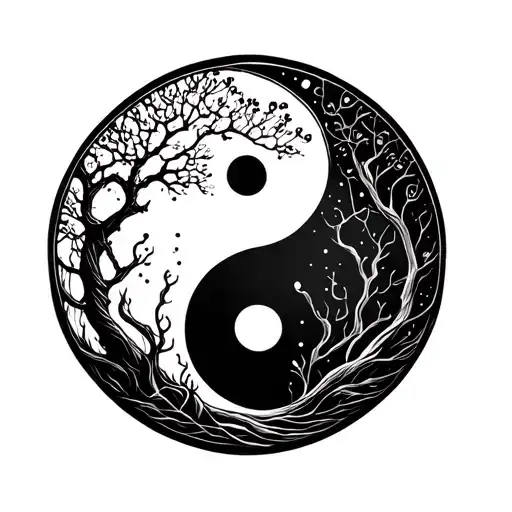Yin Yang With Tree Of Life