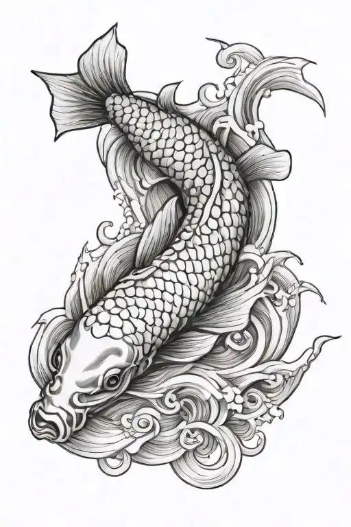 Koi Fish Swimming Upstream Lotis