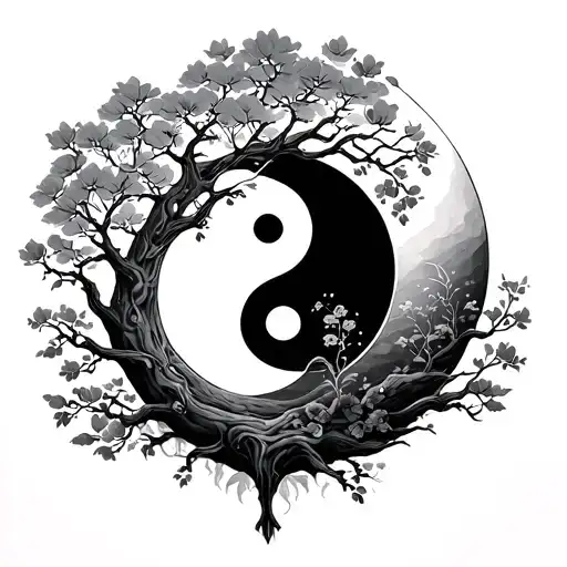 Yin Yang With Tree Of Life