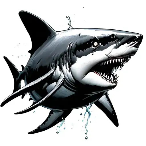 Scary Great White Shark Swimming