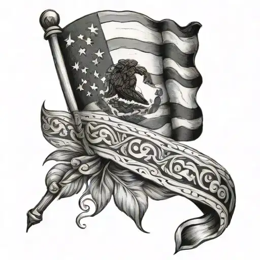Mexican American Flag Intertwined
