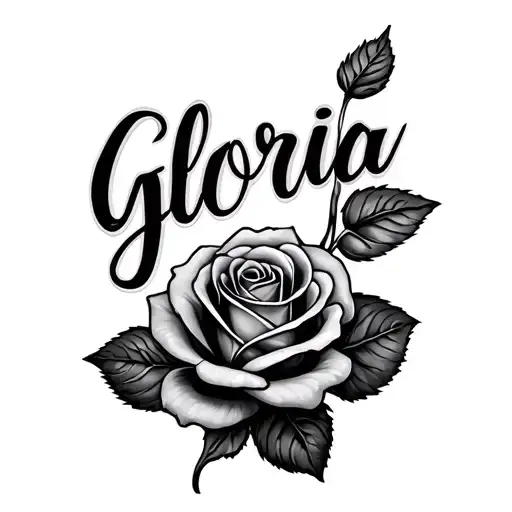 Tattoo Of Name Gloria With Rose Next To It