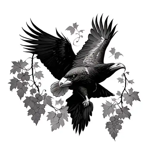 Eagle Soaring Carring Grape Vine