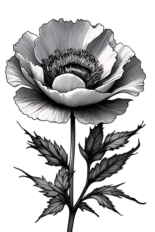 Oliviah With Name As Stem Red Poppy Flower Sketch