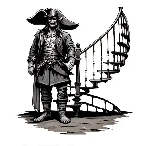Spiral Staircase Around Leg Pirate Standing