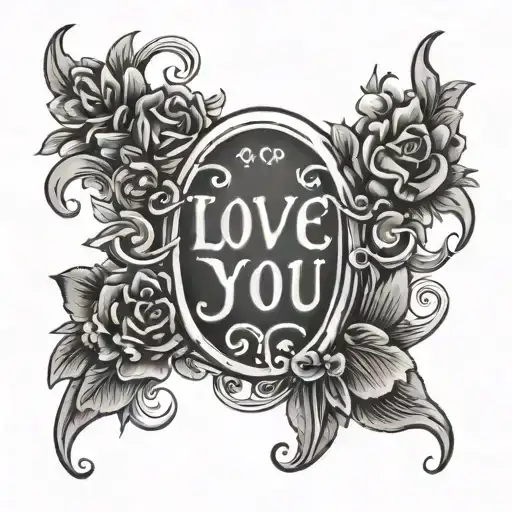 Horseshoe That Says I Love You In The Center In Cursive With Flowers Rapping The Edges