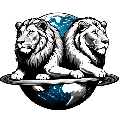 Two Lions Circling Planet Earth