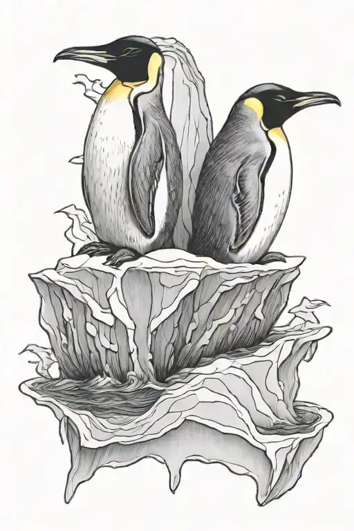 Emperor Penguin On Iceberg No Background