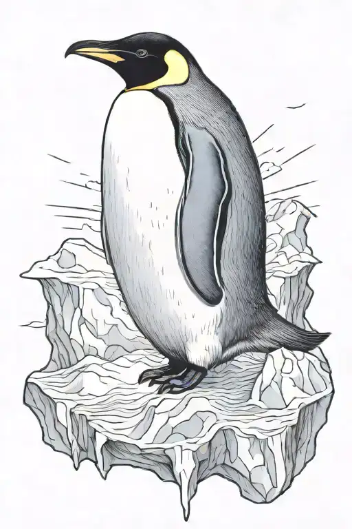 Emperor Penguin On Iceberg No Background