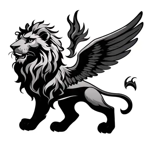 Fire Lion With Wings