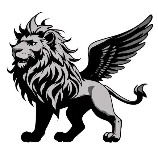 Fire Lion With Wings