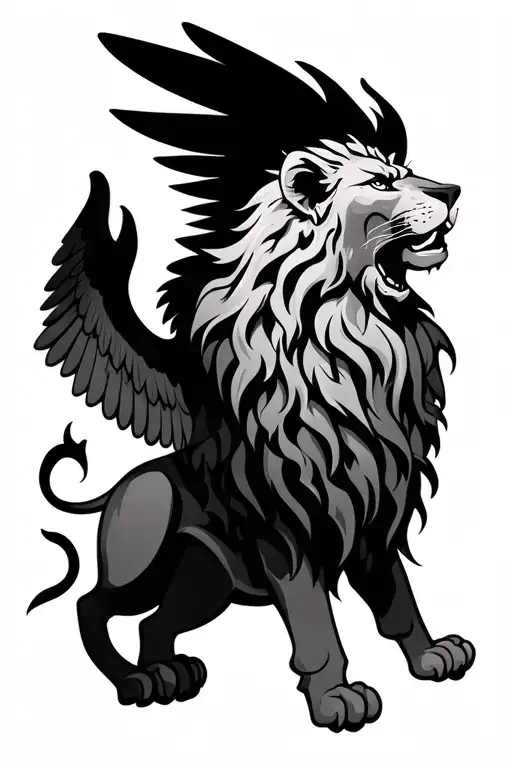 Fire Lion With Wings