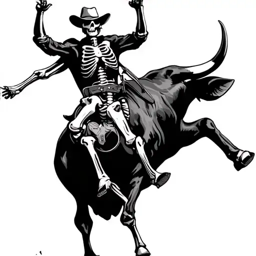 Bucking Bull Made Of Dynamite Rode By A Skeleton Cowboy