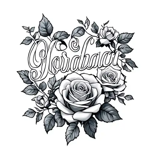 The Name Crystal In Cursive With Rose Vines Going Through It