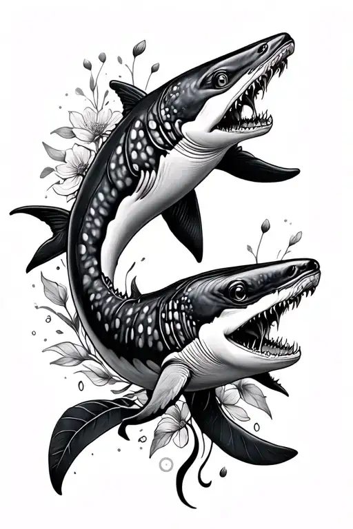 Floral Whale Shark And Hammer Head