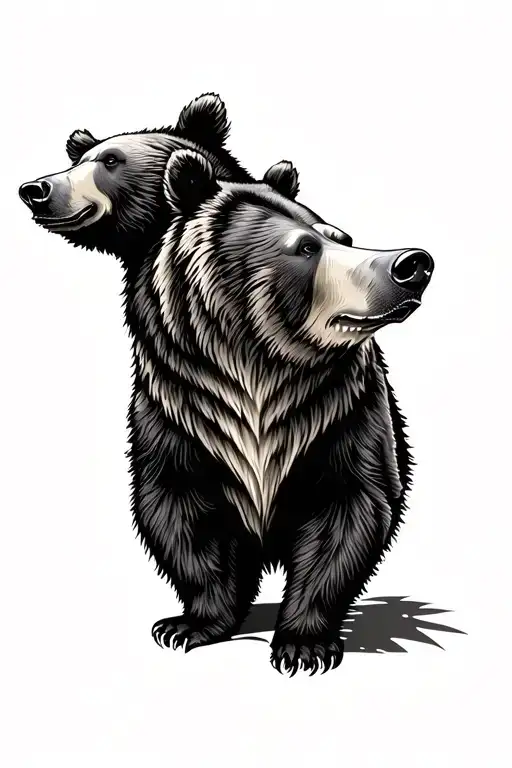 Intricate Yet Minimalist Western Style Tattoo Featuring Grizzly Bear