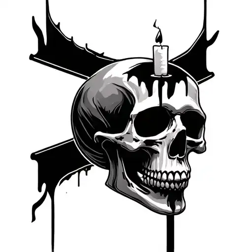 Candle On Skull Head Real