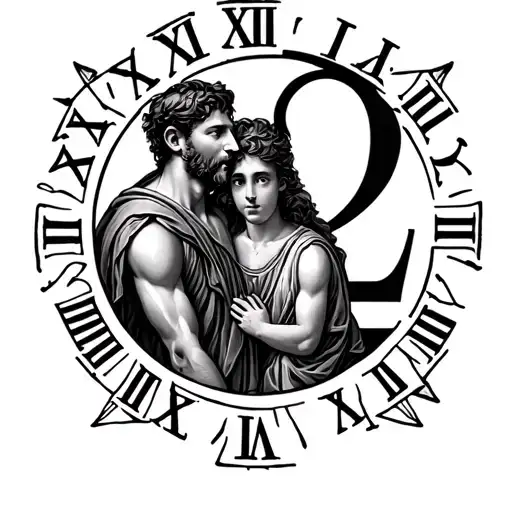 Roman Numeral 2 With Father Son Image Inside Of It