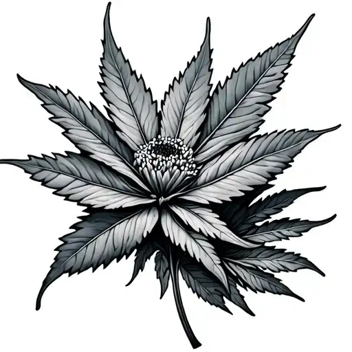 Weed Leaf With Flower