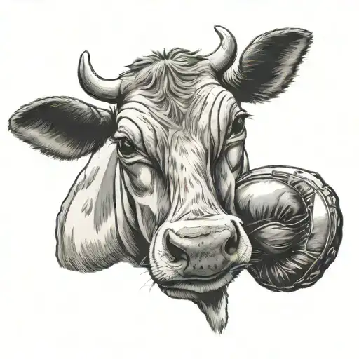 A Dairy Cow Wearing A Boxing Robe And Gloves