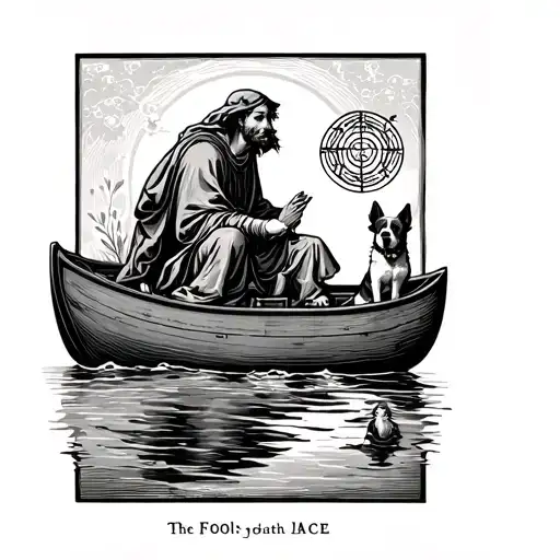 Tarot The Fool With Dog And In A Boat