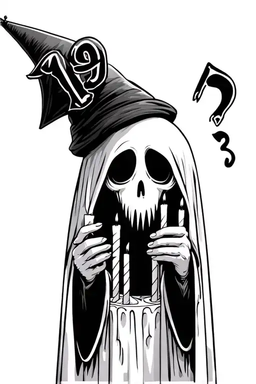 Ghost Holding Birthday Candles That Say 19