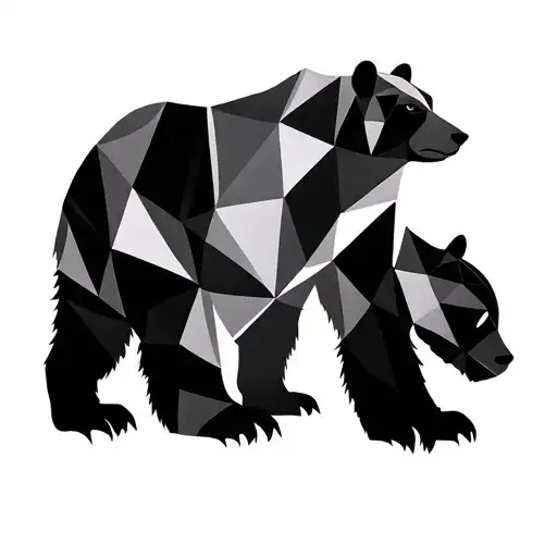 Geometric Polar Bear Maple Leaf