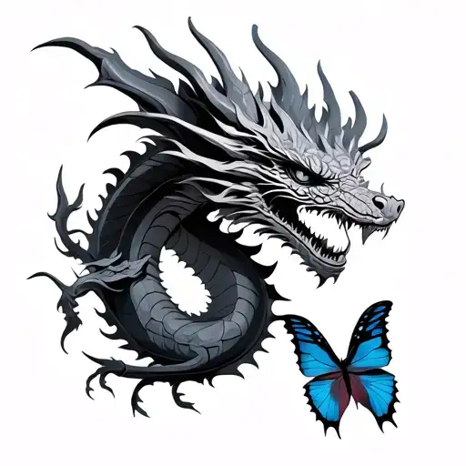 Dragon And 2 Butterfly