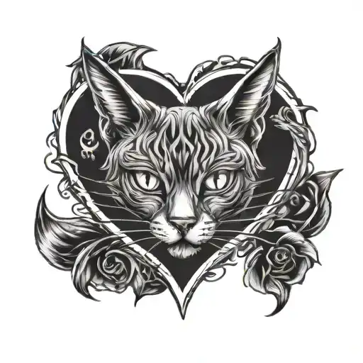 Gothic Style Heart With Cat Ears