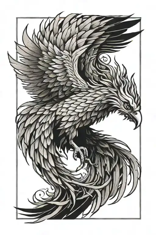 Pheonix Rising Phoenix Wings Spread With Grid Lines Behind