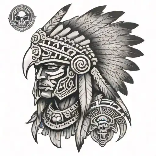 Aztec Eagle Warrior With Skull Headdress