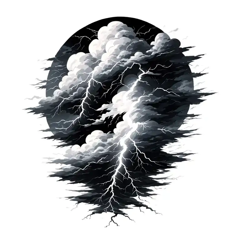 Storm Clouds With White Realistic Lightning