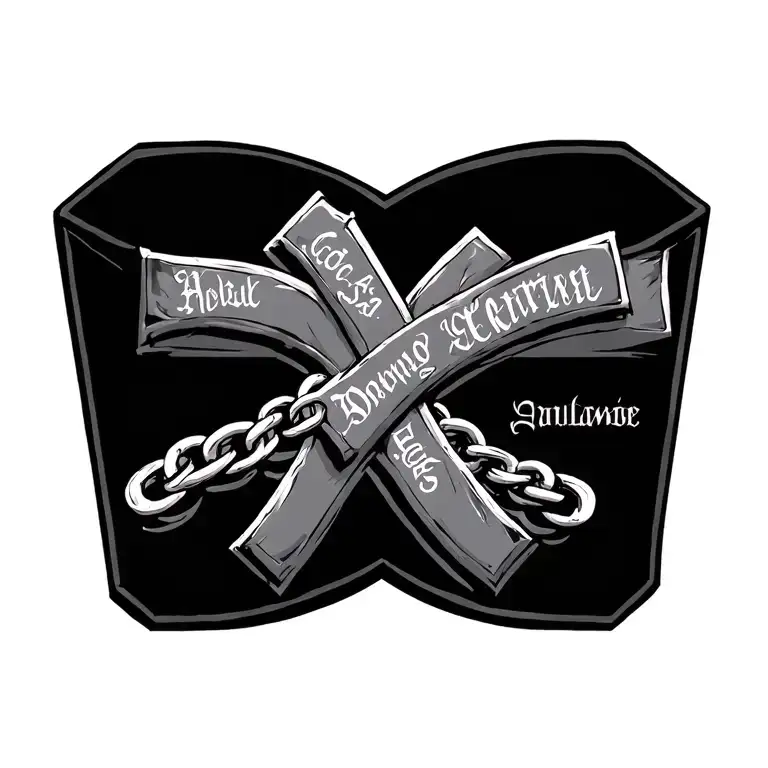 Chain Link Cross With 5 Names Intertwined