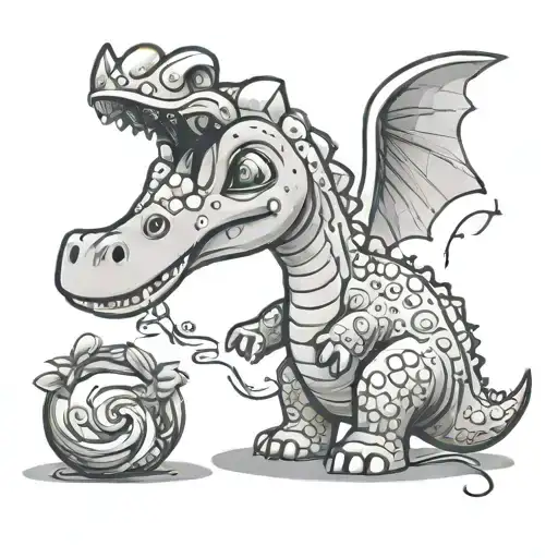 A Cute Brachiosaurus Cartoon Eating Farfalle