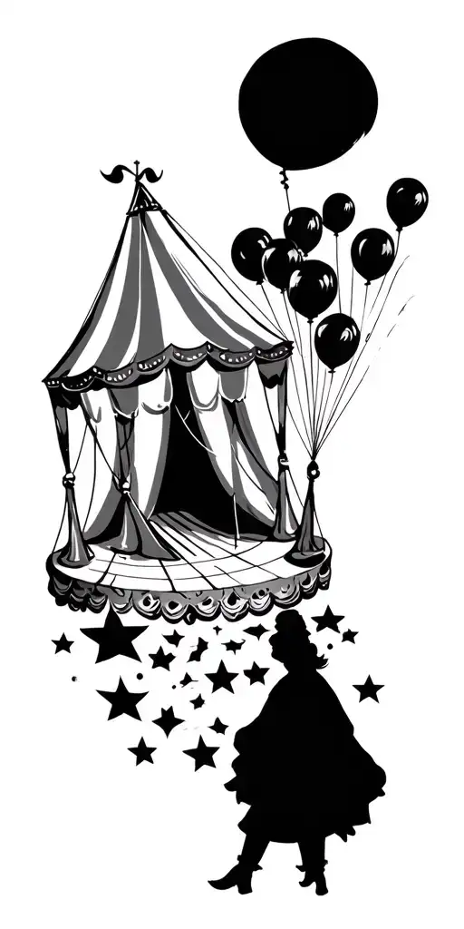 Circus Tent Behind Silhouette Surrounded