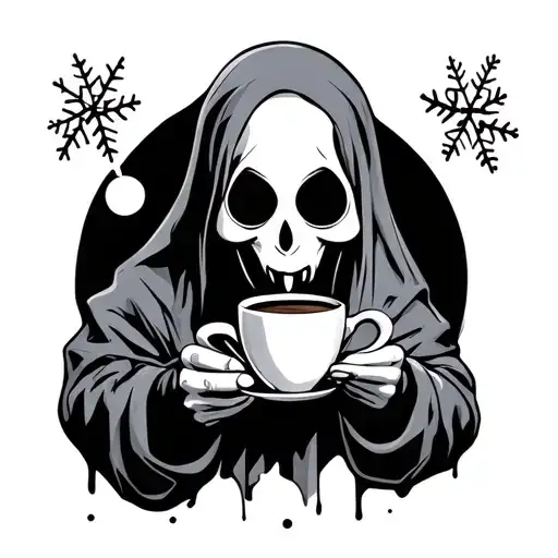 Christmas Ghost Holding A Coffee