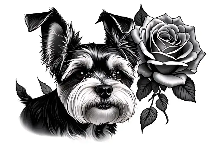 Mini Schnauzer White Rose