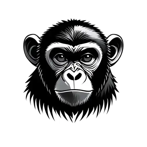 Minimalistic Fine Line Monkey