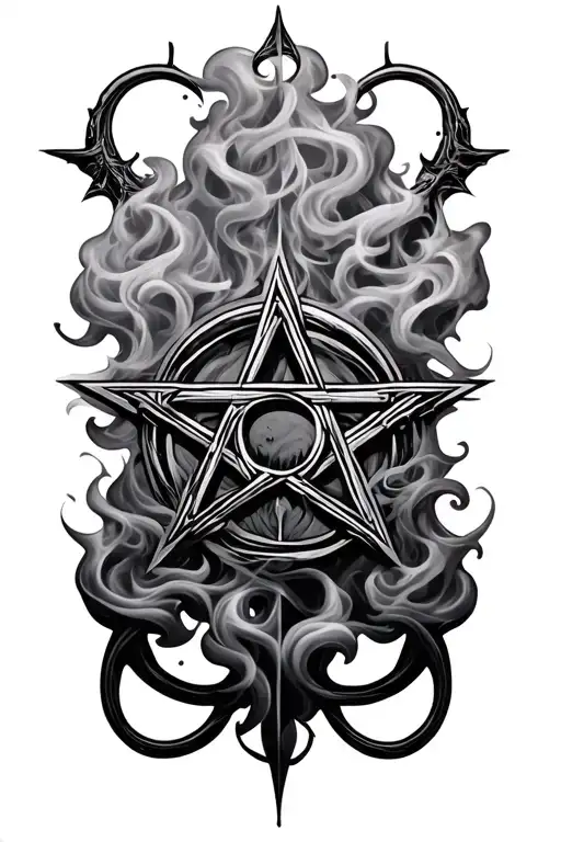 Satanic Pentagram With Smoke Around It