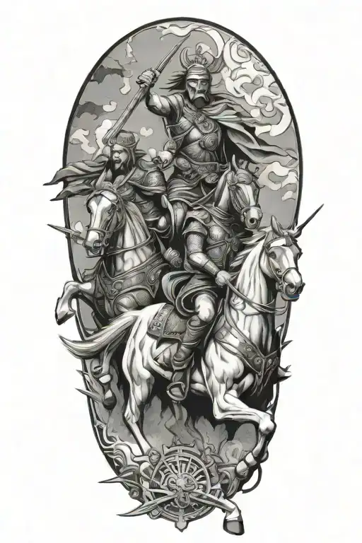 Warriors Riding Into Battle